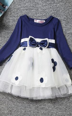 F68094-2 Children long sleeve dress cotton flower princess tutu skirt